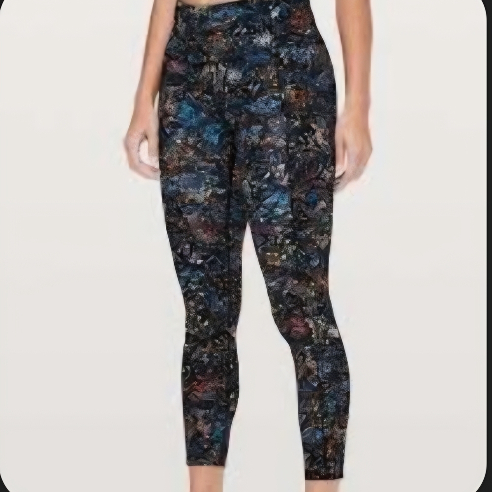 Lululemon Athletica Vibrant Patterned Leggings Size 6 Waist 13.5 To 14.5